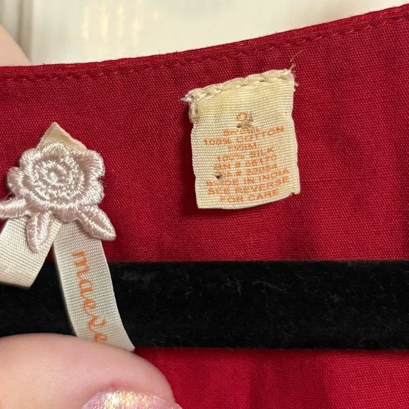 VTG Anthropologie Maeve Silk/Cotton Red Tie Back Knee Length Dress - Picture 3 of 6